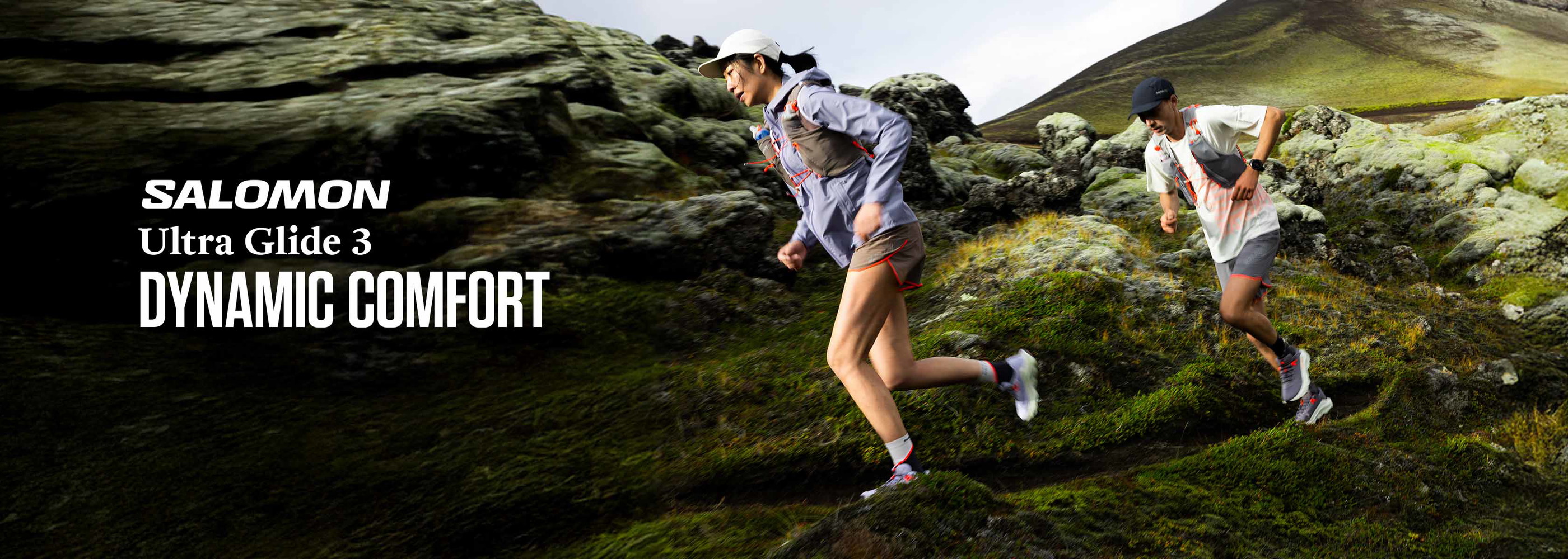 Shop Salomon ultra glide 3. Two runners on the hill